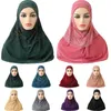 Alta qualidade tamanho médio 70 * 60 cm hijab muçulmano com laço puxar no cachecol islâmico envoltório de cabeça rezar lenços chapéu de headwear