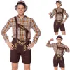 Shorts masculinos caem 2023 Men da Oktoberfest tradicional lederhosen com figurinos de chapéu de suspensório Definir cerveja masculino de halloween figurino masculino