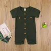 2021-04-06 Lioraitiin 0-24m Spädbarn Baby Boy Girl Summer Romper Solid Short Sleeve O-Neck Jumpsuit Outfit 4styles G1221