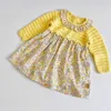 Pastoral Syle Kids Sweaters Sisters Clothes Mathcing Knitted Knit Flowers Dress Baby Girls Rompers Party 211011