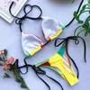 Maillots de bain pour femmes 2021 Bikini Set Sexy Rouge Jaune Stripe Patchwork Boho Maillot de bain Maillot de bain Femme Maillot de bain Beachwear Femme