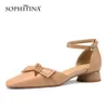Sophitina kvinnor skor söt fjäril-knut lågklackna bekväma kortfattade skor ankel spänne sida ihåliga dating kvinnliga pumpar ao804 210513