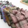 KarSaNy Spring Plaid Shirt Femmes Vintage Blouse Lâche À Manches Longues Bureau Femmes Tops Et Blouses Manteau Dames Blouse À Carreaux Chemise 210410