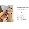 Anti Blue Light Blocking Square Frame Myopia Clear Lens Computer Eyeglasses Fashion UV400 Big Diopter Glasögon -1,0 Till -6