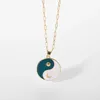 Pendentif Colliers Cany Couleur Dégoulinant Soleil Lune Yin Yang Collier Pour Femmes Longue Chaîne À Maillons Émail Rond Coin Tour De Cou Clavicule