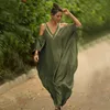 Elegant Black Kaftan Beach Tunic Beach Cover up Saida de Praia Swimsuit Women Bikini cover up Pareo Sarong Beach wear