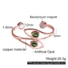 Delphin-Kupfer-Armbänder für Damen, grüner künstlicher Opal, magnetisches Armband, Vorteile, verstellbare Manschette, Armband mit hoher Magnetenergie, Q0717