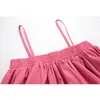 Rhodo Spaghetti Pasek Krótka Sukienka Kobiety Lato Drapowane Oversized Elastyczna Plażowa Crop Vestidos Casual Eleganckie wakacje Frocks 210417