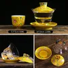 Emalj Ceramic Gaiwan Ancient Glaze Jingdezhen Teaset Teapot Bowl för varierad te -porslin present Puer Drinkware