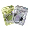 Plastic PP Bags Earphone Ziplock Metallic Mylar Pouches USB Cable Storage Clear Front Packag With Butterfly Holegoods