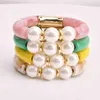 Bijoux fantaisie coloré acrylique Lucite Tube incurvé perles Bracelet Bracelet grande perle de bambou Bracelets de perles Bangl 2021 nouveau