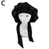 Beanie/Skull Caps 1PC Ladies Pure Color Bandage Stor satin Night Cap High Stretch Polyester andningsbar elastisk spetsdusch S78