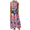 Casual Dresses Long Dress O Neck Sleeweless Plus Size Floral Pattern Tryckt Elegant damer Kvinnars sommar