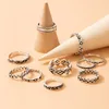 Vintage Silber Farbblumen Joint Ring Sets für Frauen Hollow Heart Alloy Metal Ehering Juwely 10pcs/Sets