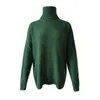 Women Pullover Turtle Neck Autumn Winter Clothes Warm Knitted Oversized Turtleneck Sweater For Women's Green Tops Woman 211007