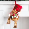 Santa Claus Snowman Riding Dert Christmas Kousen Creatieve Thuis Open haard Decoraties Sokken Kids Gift Tassen Candy Holder