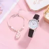 腕時計2022モードFrauen Uhren einfache vintage Uhr Lederband Casual Sport Handgelenk Kleid Armbanduhren