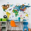 Creative Cartoon World Map Early Education Wall Stickers Child Bedroom Kids Room Decoration Home Decor Self Adhesive Stickers 210929