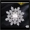 Pins, Mode Femmes Big Perle Broches Fleur Cristal Strass Flocon De Neige Broche Broches Or Sier Cor Pour Lady Cadeau Designer Bijoux Drop Del