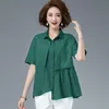 Dames blouses overhemden plus size vrouwen katoen linnen casual collectie 2022 zomer eenvoudige stijl turn-down kraag vrouwelijke korte mouw tops S377