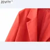 Zevity Euro Women Fashion Candy Colors Leisure Blazer Coat Office Lady Long Sleeve Business Outerwear Chic Suits Veste CT780 210927