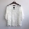 Meia Manga Verão Senhoras Verão Branco Blusas Blusas Mulheres Chiffon Lace Tops Blusa Escavar Camisa Feminina Roupas 803J 210420