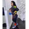 Women Sports Tracksuits Hooded Sweater Two Piece Set Sexy Splash Printed Long Sleeve Jacket + Leggings Winter Clothes Jogger Suit