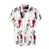 남자 티셔츠 남성 꽃 셔츠 슬림 한 슈트 셔츠 면화 링 프린트 프린트 짧은 소매 버튼 남성 패션 블라우스 탑 베스트 베멘트 HOMME 2021