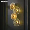 Lampada da parete Lampade a LED di lusso Vetro nordico Metallo Piastra rotonda Sconce Decorazioni per la casa Cucina Camera da letto Soggiorno Illuminazione per interni Lustro