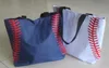 Baseballstygnkassar 16.5 * 12.6 * 3.5INCH BAG MESH HANDLE Axelväska, Sport Prints Utility Tote Handbag Canvas Sport Travel Beach för kvinnor