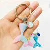 10pcs/lot Glitter Tail Ring 35mm Diameter Circle Split Rings Key Chain Mermaid Fish Scale Pendant As Pave Jewelry