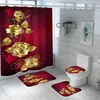 Tende da doccia Shiny Blue Golden Rose Impermeabile Tenda da doccia Set Tappetino da bagno Tappeti Bagno San Valentino Decorazioni natalizie R230830