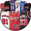 Vintage 33 Scottie 91 Dennis Pippen 23 MJ Jersey Rodman 15 Vince Iverson Carter 3 Allen NCAA baskettröjor 100 % sömnad storlek S-2XL