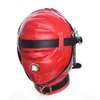 Latex Leather HeadGear Mask Hood Oplofold Role Graj Kostiumy Erotyczne Pełna Okładka Bondage Head Helness Sex Zabawki