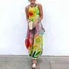 Sojinm Maxi Abiti per le donne Floral Stampato senza maniche Donne Donne Causal Summer Beach Dress Dress Sling Abiti lunghi Streetwear 4XL Y220214