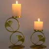 Candle Holders Retro Round Ring Candlestick Wedding Banquet Decoration Leaf Pattern Home Decorations Supplies Indoor Ornaments