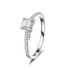 Prosty kwadrat 1ct symulowane pierścionki z diamentami palec dla kobiet zaręczyny ślub Fine Jewelry Emerald 925 Sterling srebrny pierścionek