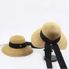 Cappello estivo da spiaggia per protezione solare da donna, per le vacanze, da viaggio all'aperto, cappelli da sole in paglia, pieghevole, lungo nastro, a tesa larga