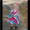 Детская одежда Детская посылка для беременных Доставка 2021 Девушки Радуга Полосать Платье Жилет Без Рукавов 80Персъемный Хлопок Разноцветные Платья Мода Дети Сумма