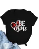 Walentynki Plaid Heart Letter Drukuj Koszulka Para Casual Odzież Z Krótkim Rękawem Topy Koszulka Femme O Neck Loose New 210415