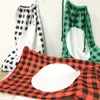 50*70cm Christmas Gift Bag Sublimation Santa Sack Plaid Pattern Candy Storage Bags with Drawstring