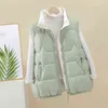 Solid Dames Mouwloze Jas Gewatteerde Rits Herfst Winter Vesten Dames Stand Kraag Gewatteerde Casual Vest voor Vrouwelijke Mode 211101