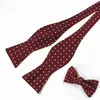 Rbocott justerbara bowties självtoppar män 100% silke jacquard vävda män klassiska bröllopsfest slipsar multi-färger