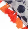 Sarongs Bohemian Fashion Lady Blue Wave Point Tulle Scarf Literary Color Tassel Decorative Cotton and Linen