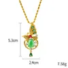 Jade Butterfly Insect Pendant Chain Women Lady Jewelry 18k Yellow Gold Filled Charm Gift