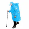 Rainwear Suit With Backpack Rain Cover Outdoor Raincoat One-Piece Hooded Long Sleeve Reflective Portable Zipper Button Cycling Caps & Masks