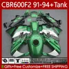 Bodys +Tank For HONDA CBR600 CBR 600 F2 FS CC 600F2 91-94 Bodywork 63No.34 600FS 600CC CBR600F2 Green black 91 92 93 94 CBR600-F2 CBR600FS 1991 1992 1993 1994 Fairing Kit