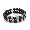 2 pièces/ensemble boule de cristal ethnique creux Rivet bracelets porte-bonheur ensemble pour femmes hommes bijoux mat perlé Bracelet accessoires cadeau saint valentin vacances noël