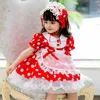 Children Boutique Spanish Dresses for Baby Girls Turkey Vintage Style Strawberry Dot Dress Infant Birthday Ball Gown 210615