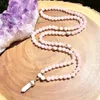 ST0372 로즈 쿼츠 Howlite 포장 말라 팔찌 여성 108 Mala 요가 목걸이 여성 여신 요가 명상 목걸이